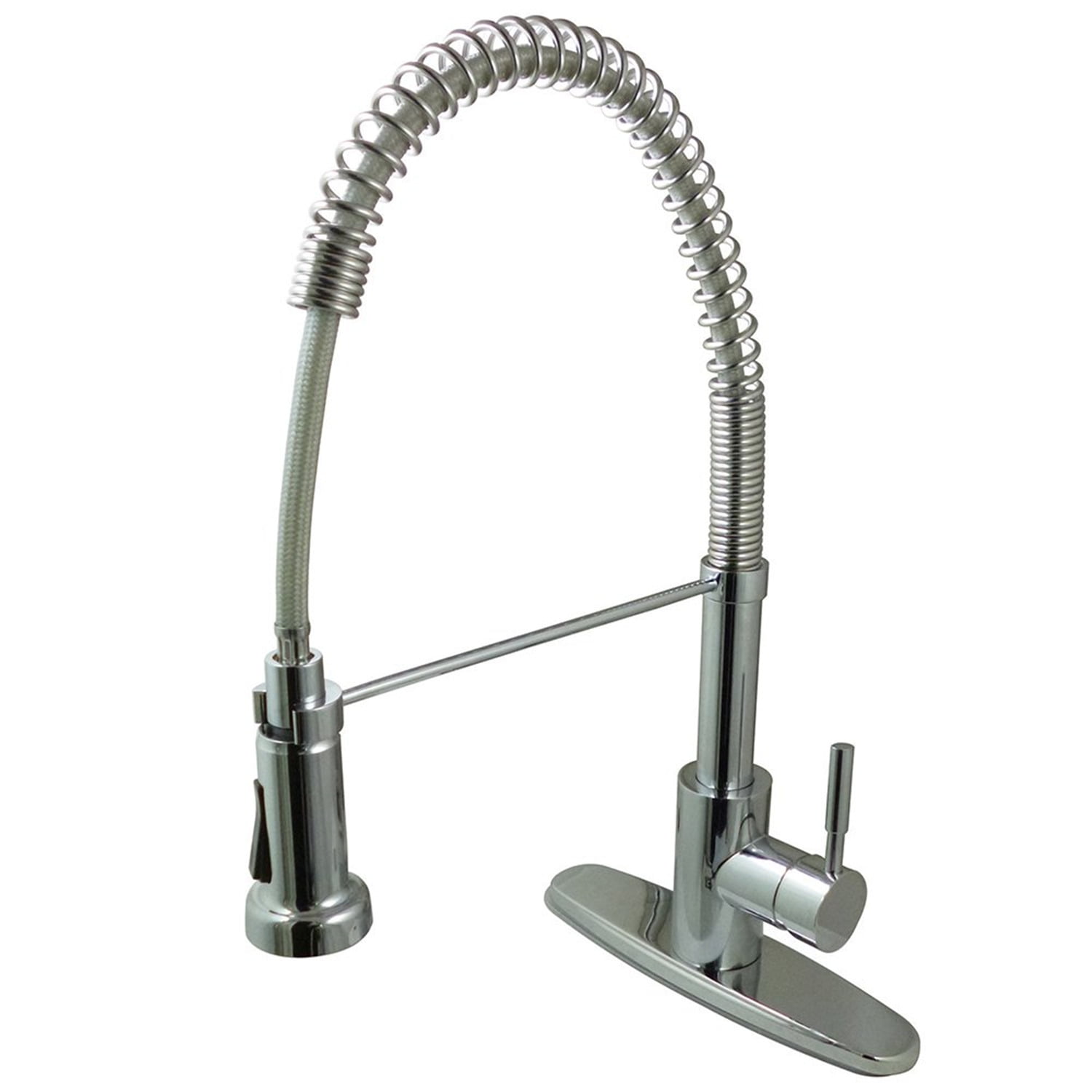 Polished Chrome Single-Handle Pre-Rinse Kitchen Faucet with Pull-out Spray