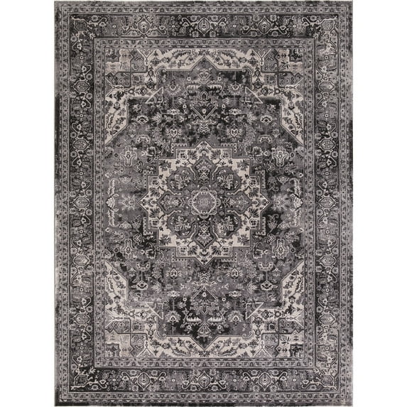 Concord Global 28336 6 ft. 7 in. x 9 ft. 3 in. Kashan Heriz - Anthracite