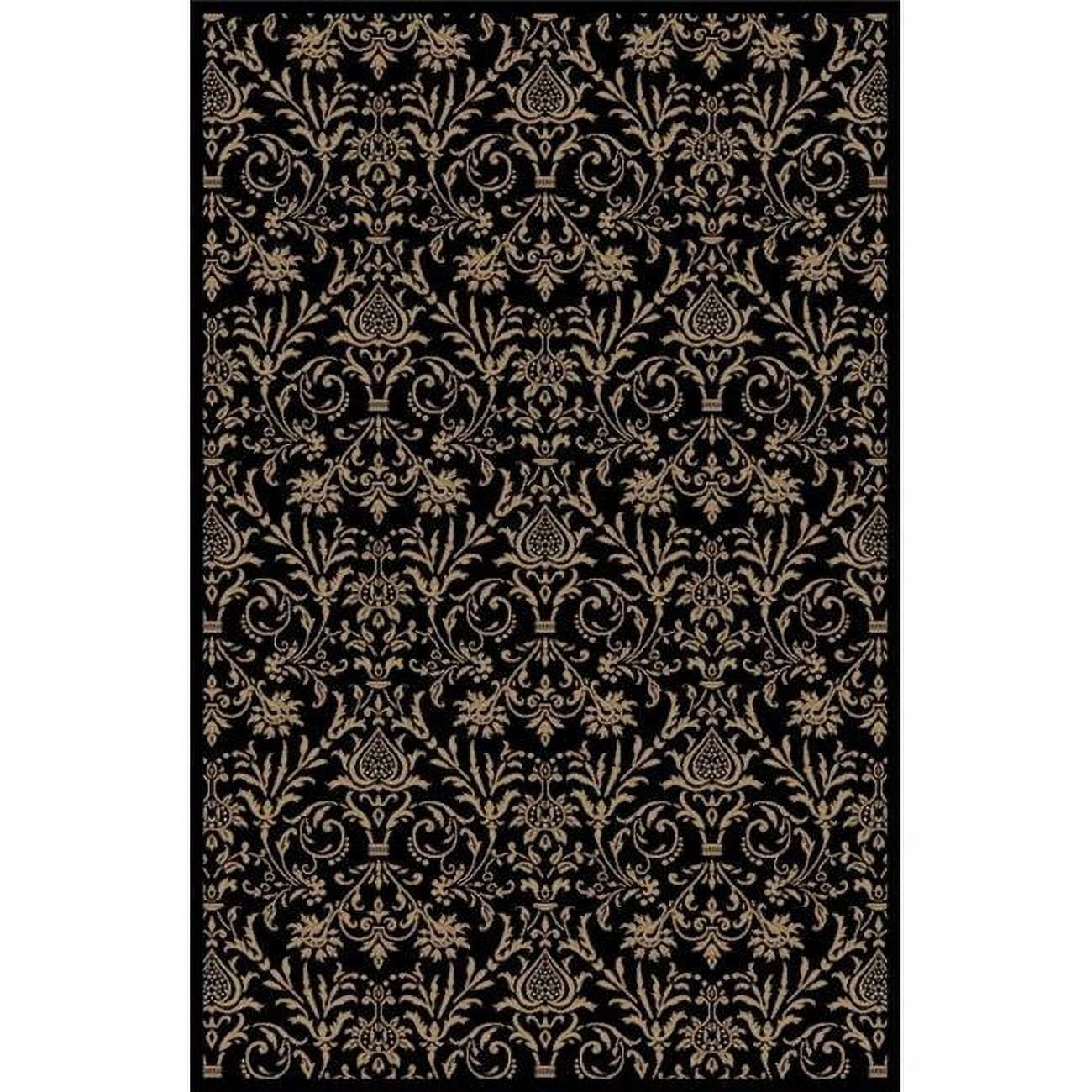 Black and Beige Synthetic Stain-resistant Rectangle Area Rug