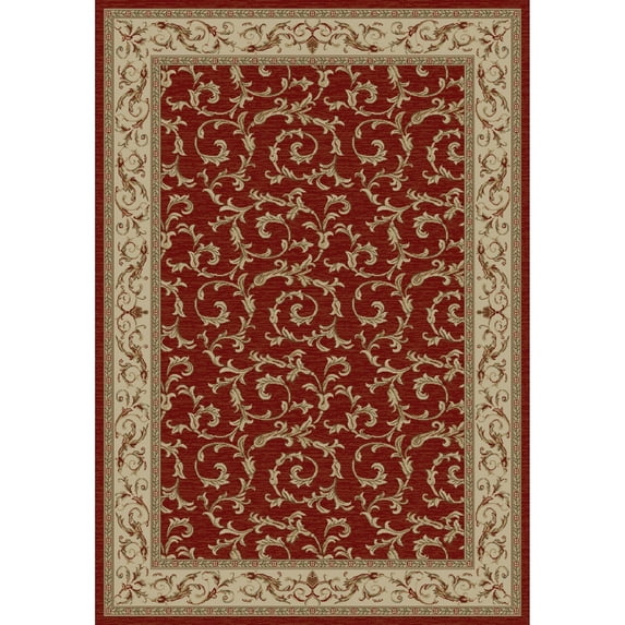 Concord Global Trading Concord Global Jewel Ivy Area Rug Red/Beige 2'3" x 7'7" Runner Stain Resistant 8' Runner Indoor,Runner Living Room Runner