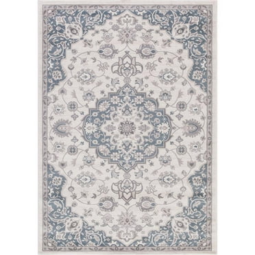Concord Global 45547 7 ft. 10 in. x 10 ft. 6 in. Lara Center Medallion - Ivory, Blue