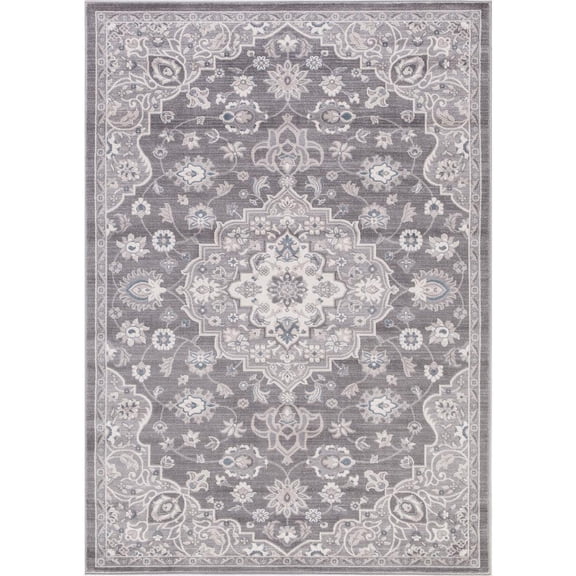 Concord Global 45567 7 ft. 10 in. x 10 ft. 6 in. Lara Center Medallion - Grey