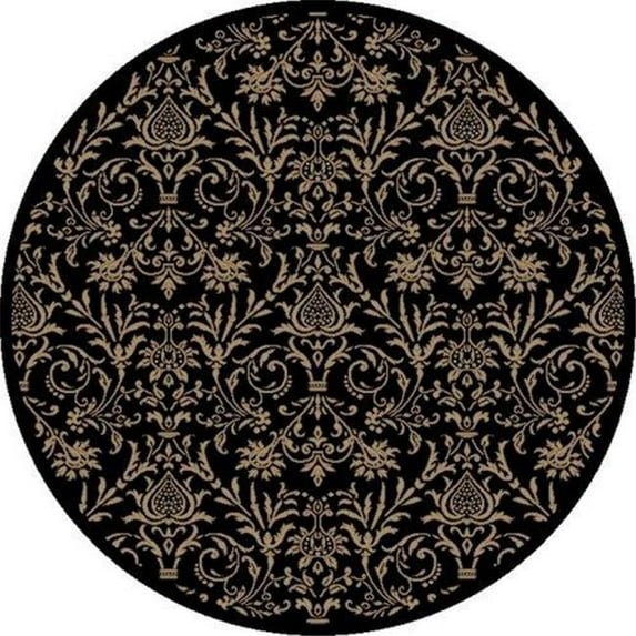 Concord Global 49430 5 ft. 3 in. Jewel Damask - Round, Black