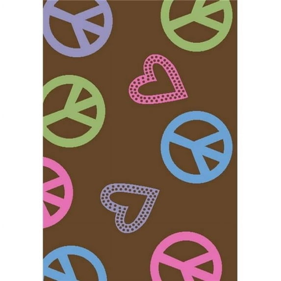 Concord Global 22885 5 x 7 ft. Alisa Peace & Polka Hearts - Brown