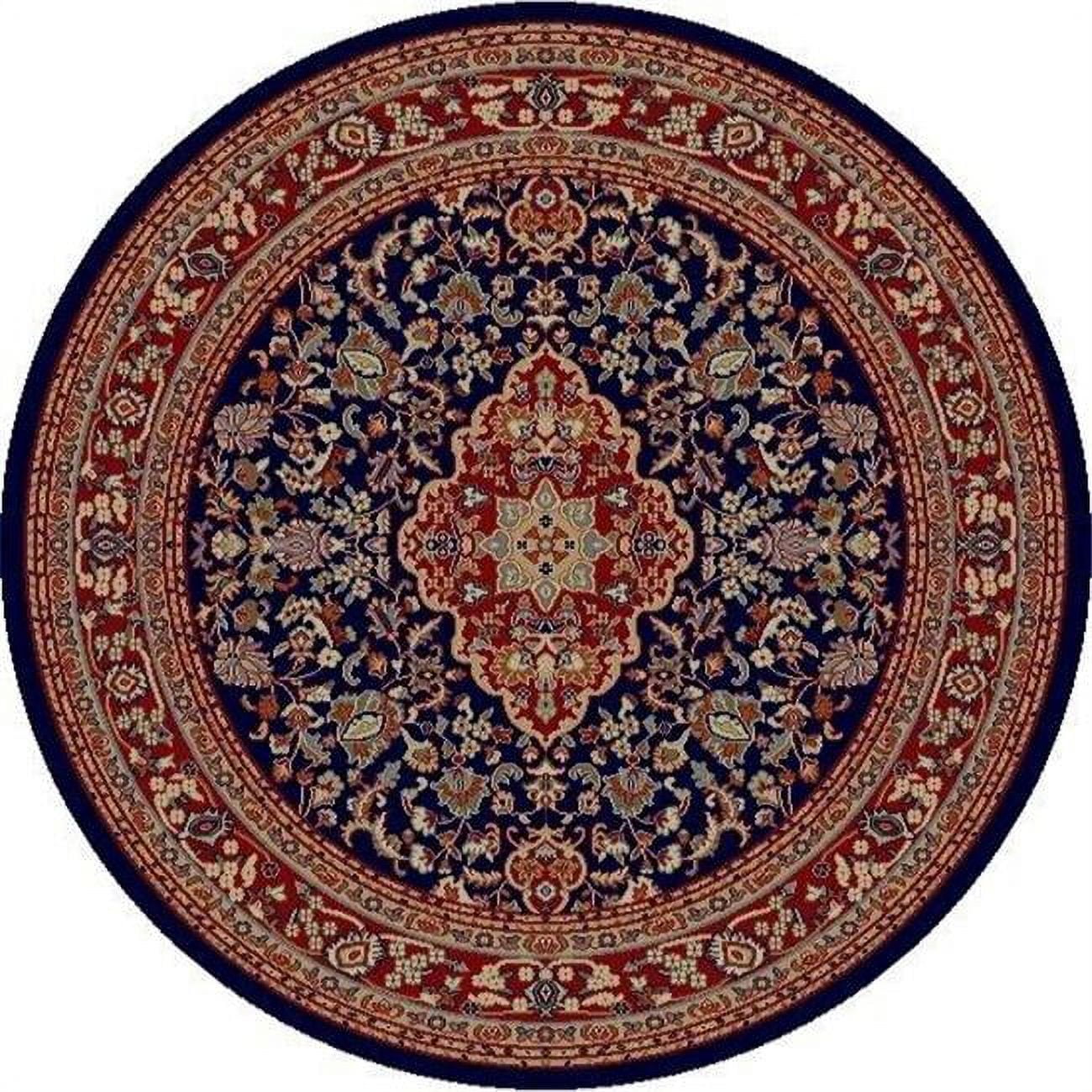Navy and Red Traditional Synthetic Medium Pile Area Rug