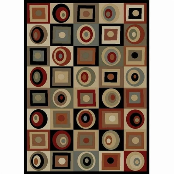 Concord Global 60235 5 ft. 3 in. x 7 ft. 3 in. Soho Round & Squares - Black