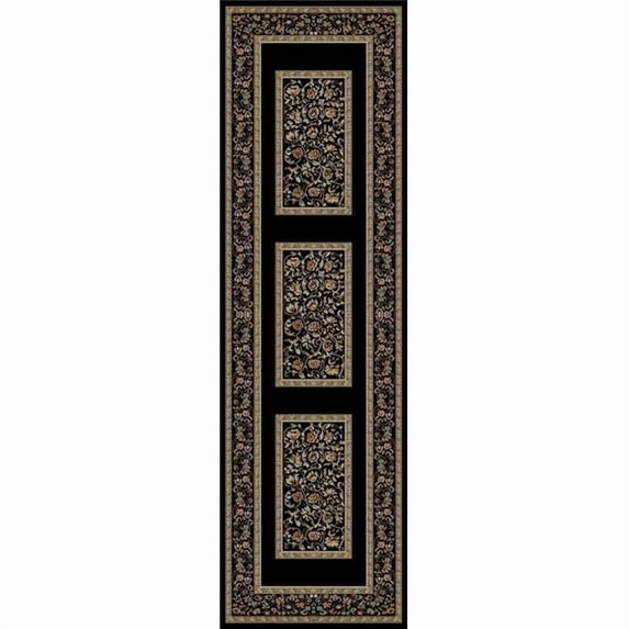Concord Global 62338 9 ft. 3 in. x 12 ft. 6 in. Ankara Floral Border - Black