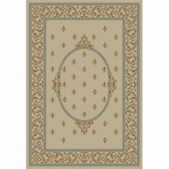 Concord Global 63125 5 ft. 3 in. x 7 ft. 7 in. Jewel F.Lys Medallion - Ivory