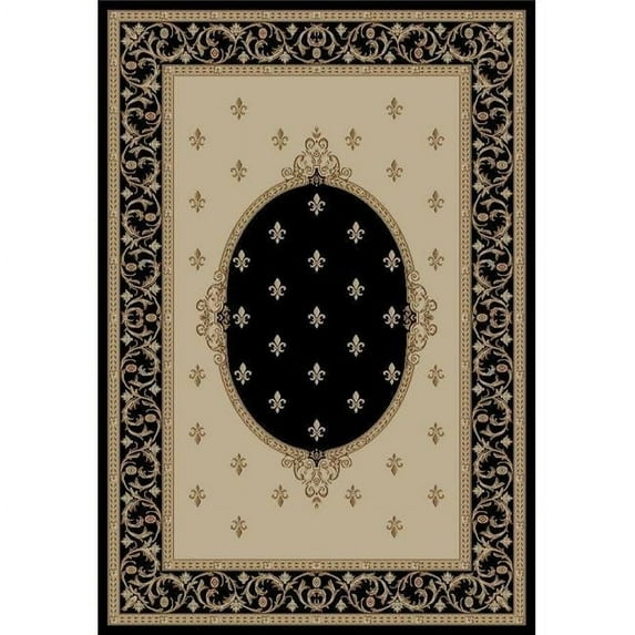 Concord Global 63136 6 ft. 7 in. x 9 ft. 3 in. Jewel F. Lys Medallion - Black