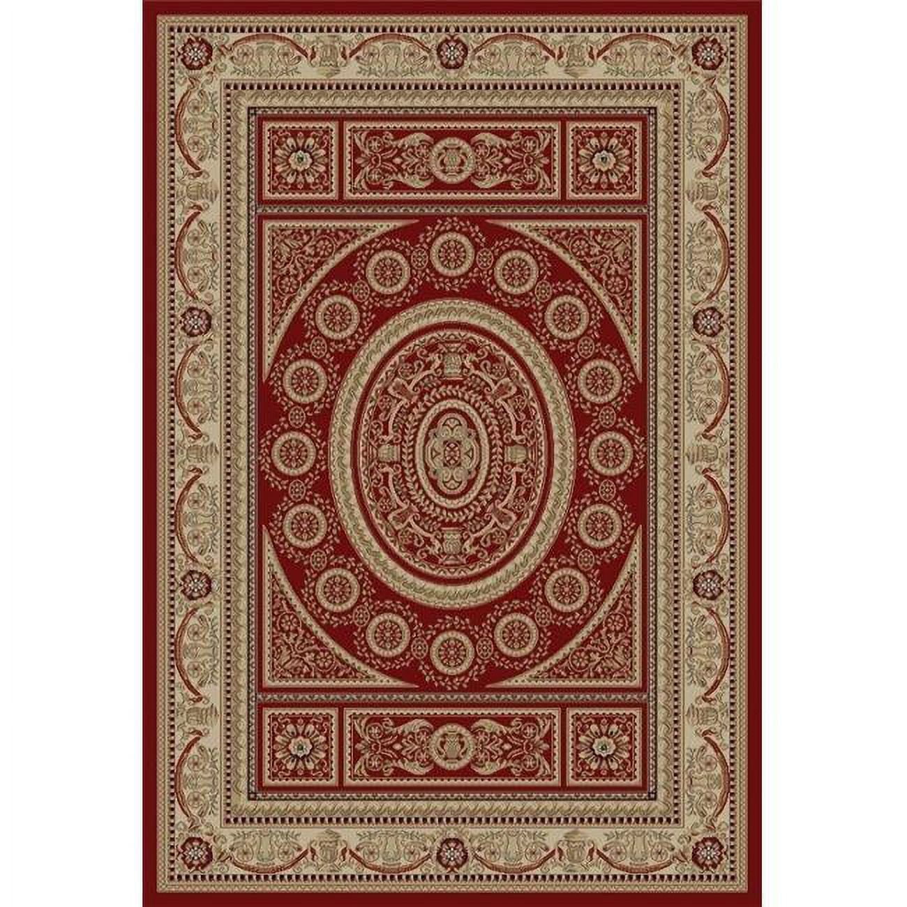Red and Beige Synthetic Traditional Rectangle Rug, 7'-9" x 9'-9"