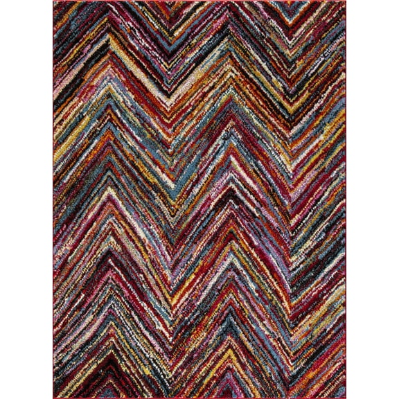 Concord Global 74807 7 ft. 10 in. x 10 ft. 6 in. Diamond Chevron - Multi Color