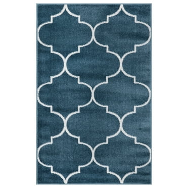 Concord Global Jefferson Collection Morocco Trellis Area Rug Blue/Ivory 2'7"x4'1" 3' x 5' Kitchen