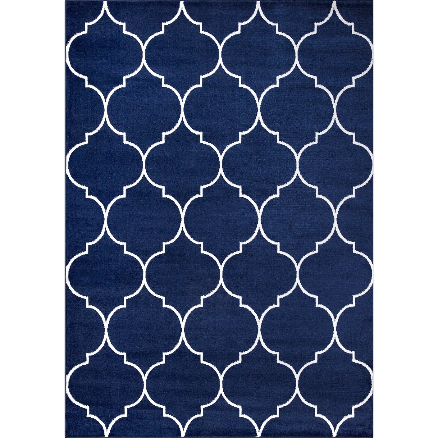 Concord Global Jefferson Collection Morocco Trellis Area Rug Navy/Ivory 5'3"x7'3" 5' x 8' Dining