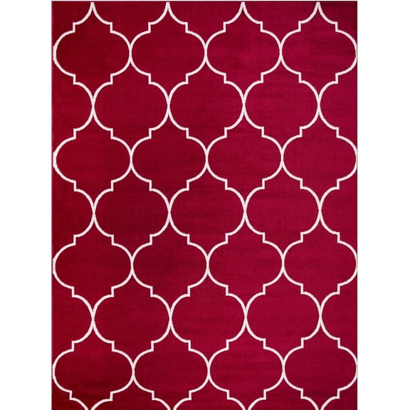 Concord Global Jefferson Collection Morocco Trellis Area Rug Red/Ivory 2'7"x4'1" 3' x 5' Kitchen