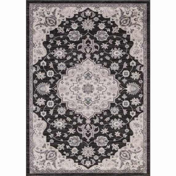 Concord Global 45536 6 ft. 7 in. x 9 ft. 3 in. Lara Center Medallion - Anthracite