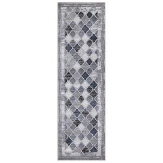 Concord Global Trading 32362 2 x 7 ft. Positano Siena Trellis Runner Rug, Gray