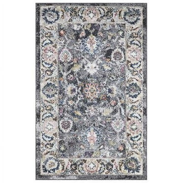 Concord Global Trading 72365 5 x 7 ft. Vintage Istanbul Border Rectangle Area Rug, Gray