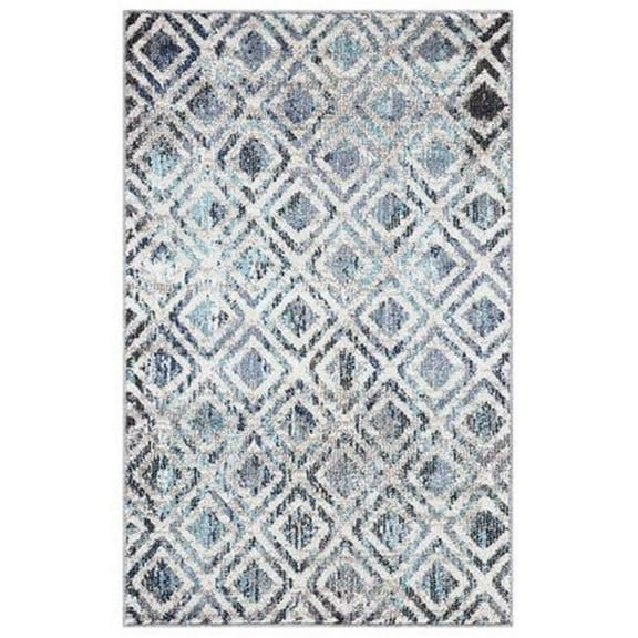 Concord Global Trading 72445 5 x 7 ft. Vintage Diamonds Geometric Rectangle Area Rug, Blue
