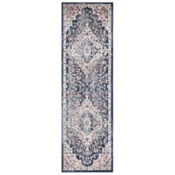 Concord Global Trading 72542 2 x 7 ft. Vintage Montreal Medallion Runner Rug, Navy