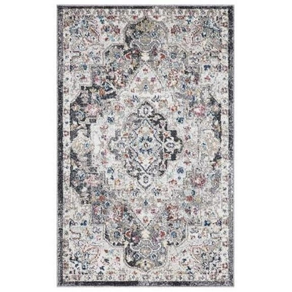 Concord Global Trading 72565 3 x 7 ft. Vintage Montreal Medallion Rectangle Area Rug, Gray