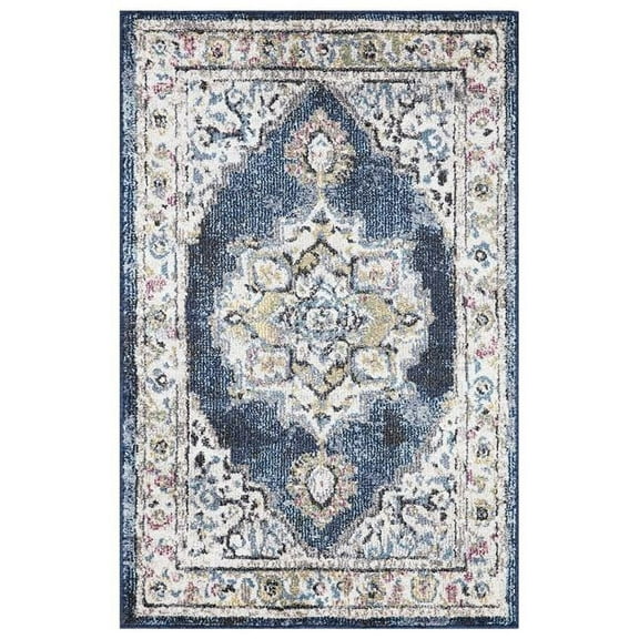 Concord Global Trading 72645 5 x 7 ft. Barclay Medallion Area Rug, Navy
