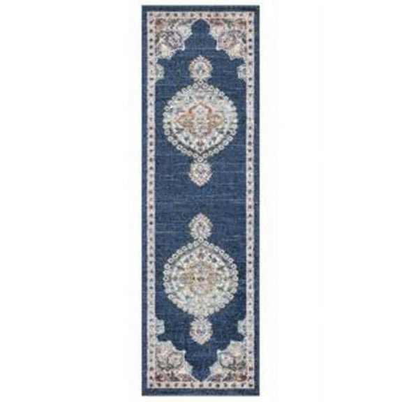 Concord Global Trading 72742 2 x 7 ft. Vintage Oushak Medallion Runner Rug, Navy