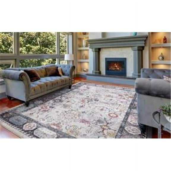 Concord Global Trading 73365 3 x 7 ft. Vintage Angora Border Rectangle Area Rug, Gray