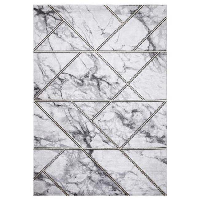 Gold and Gray Geometric Marble 5' x 7' Synthetic Area Rug