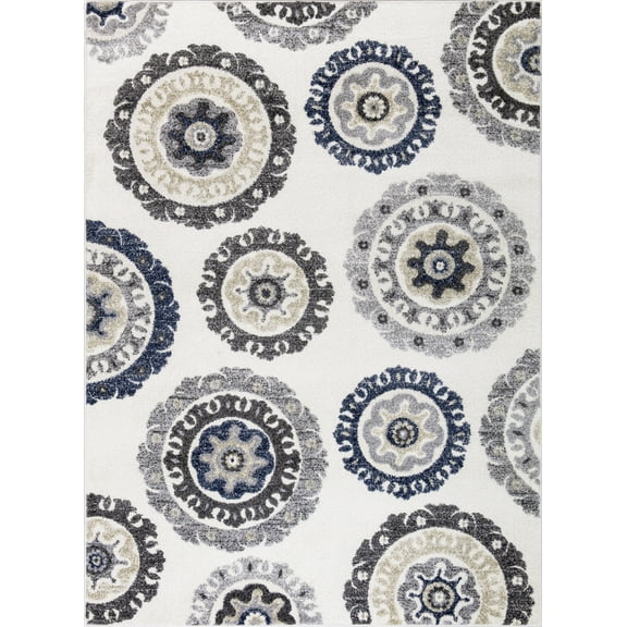 Concord Global Trading Concord Global Charlotte Oasis Area Rug Ivory/Grey 7'10" x 9'10" 8' x 10' Living Room