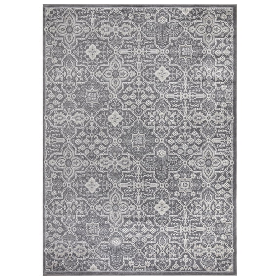 Concord Global Trading Concord Global Jefferson Collection Athens Area Rug Grey/Ivory 6'7"x9'3" 7' x 9' Bedroom