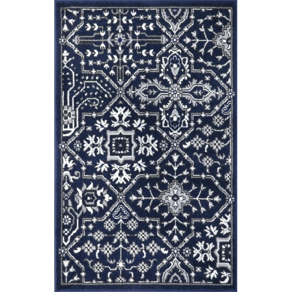 Concord Global Trading Concord Global Jefferson Collection Athens Area Rug Navy/Ivory/Grey 2'7"x4'1" 3' x 5' Kitchen