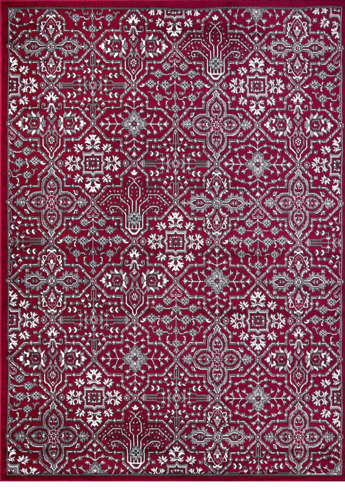Athens Red and Gray Synthetic 8' x 10' Area Rug