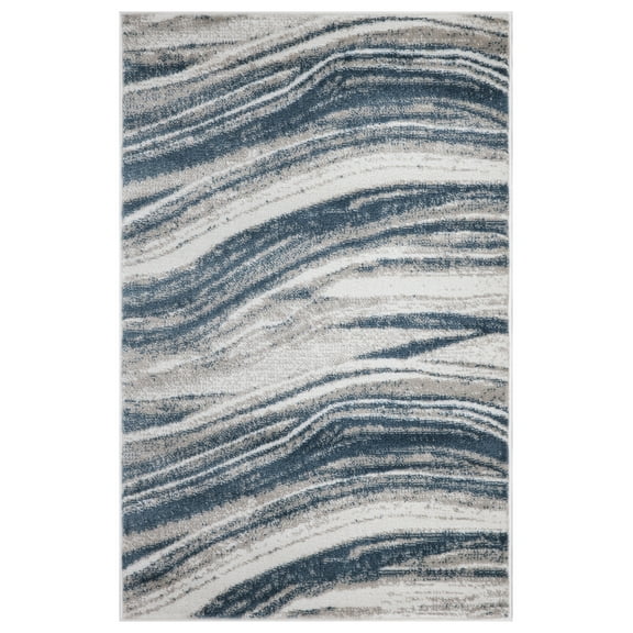 Concord Global Trading Concord Global Jefferson Collection Marble Stripes Area Rug Blue 2'7"x4'1" Polypropylene 3' x 5' Kitchen