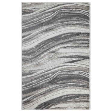 Concord Global Trading Concord Global Jefferson Collection Marble Stripes Area Rug Grey 2'7"x4'1" Polypropylene 3' x 5' Kitchen