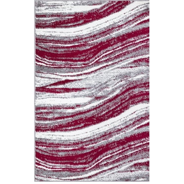 Concord Global Trading Concord Global Jefferson Collection Marble Stripes Area Rug Red 2'7"x4'1" Polypropylene 3' x 5' Kitchen