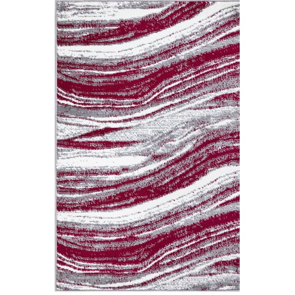 Concord Global Trading Concord Global Jefferson Collection Marble Stripes Area Rug Red 2'7"x4'1" Polypropylene 3' x 5' Kitchen