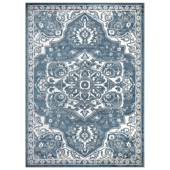 Concord Global Trading Concord Global Jefferson Collection Vintage Area Rug Blue/Ivory 5'3"x7'3" 5' x 8' Dining Room