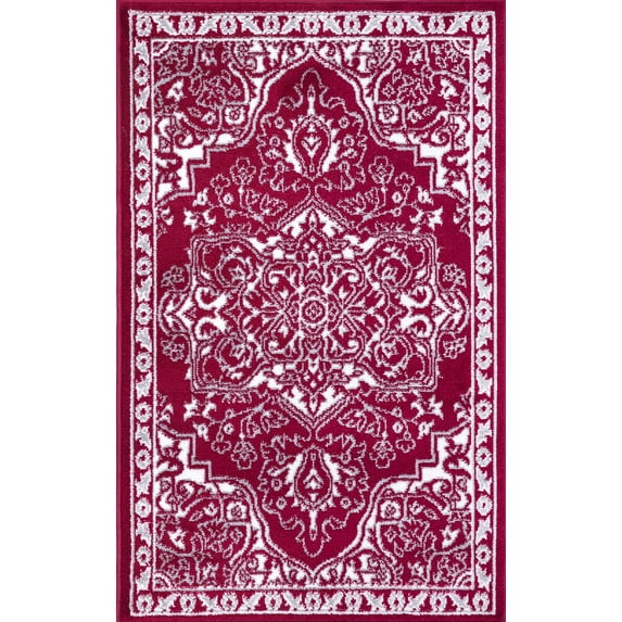 Concord Global Trading Concord Global Jefferson Collection Vintage Area Rug Red/Ivory 2'7"x4'1" 3' x 5' Kitchen