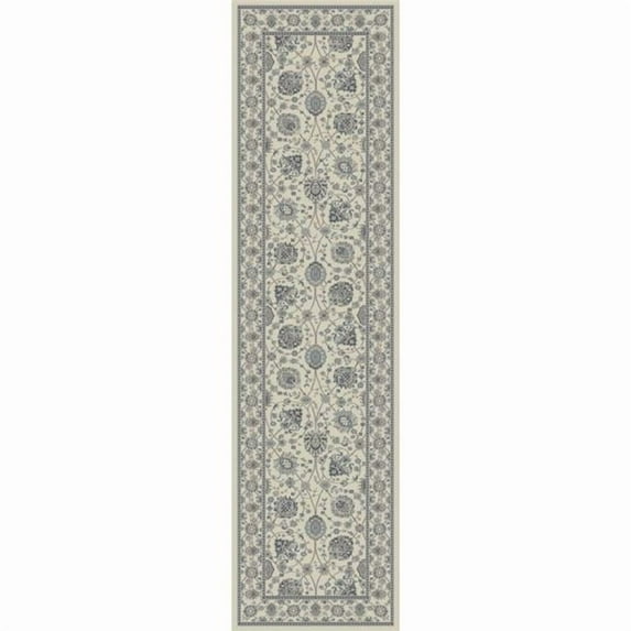 Concord Global Trading Concord Global Kashan Tabriz Area Rug Ivory/Grey 2' x 7'3" Runner 8' Runner