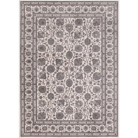 Concord Global Trading Concord Global Kashan Tabriz Area Rug Ivory/Grey 3'3" x 4'7" 3' x 5' Entryway
