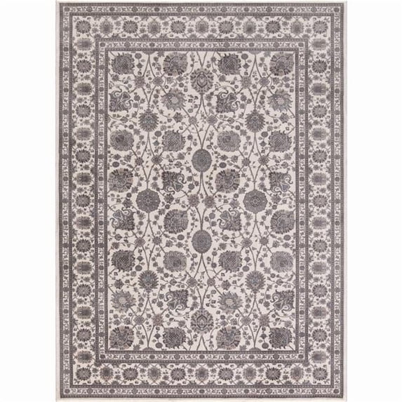 Concord Global Trading Concord Global Kashan Tabriz Area Rug Ivory/Grey 5'3" x 7'3" 5' x 8'