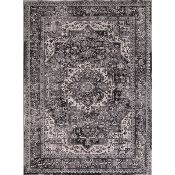 Concord Global Trading Concord Global Kashan Tabriz Area Rug Ivory/Grey 6'7" x 9'1" Handmade 7' x 9'