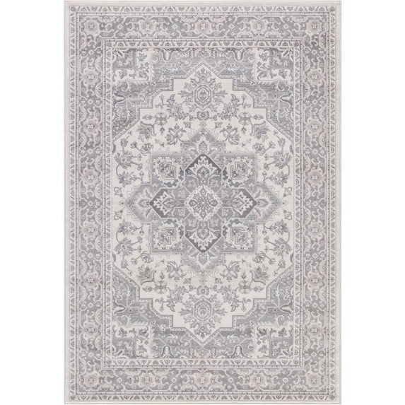 Concord Global Trading Concord Global Lara Hailey Area Rug Ivory/Grey 7'10" Round 8' Round Dining Room Round Traditional