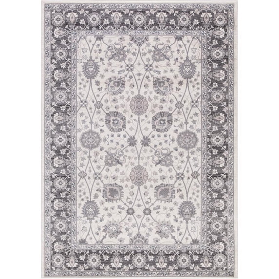Concord Global Trading Concord Global Lara Val Area Rug High Traffic Ivory/Grey 7'10" x 10'6" 8' x 10' Indoor Living Room Rectangle
