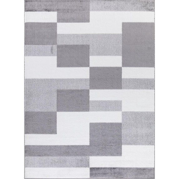 Concord Global Trading Concord Global Madison Rectangles Area Rug Grey/Ivory 2'7"x 4'1" 3' x 5' Entryway