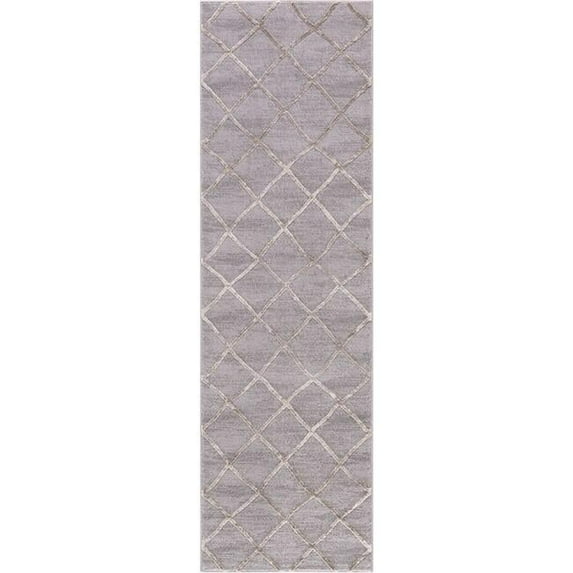 Concord Global Trading Concord Global Thema Fret Area Rug Grey/Beige 2'2" x 7'3" Runner Stain Resistant 6' Runner Runner, Indoor Bedroom