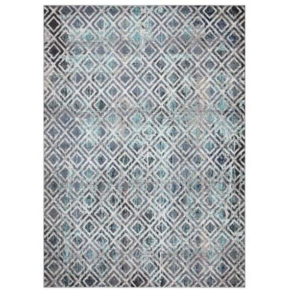 Concord Global Trading Concord Global Vintage Collection Diamonds Area Rug Blue 6'7''x9'3'' 7' x 9' Bedroom