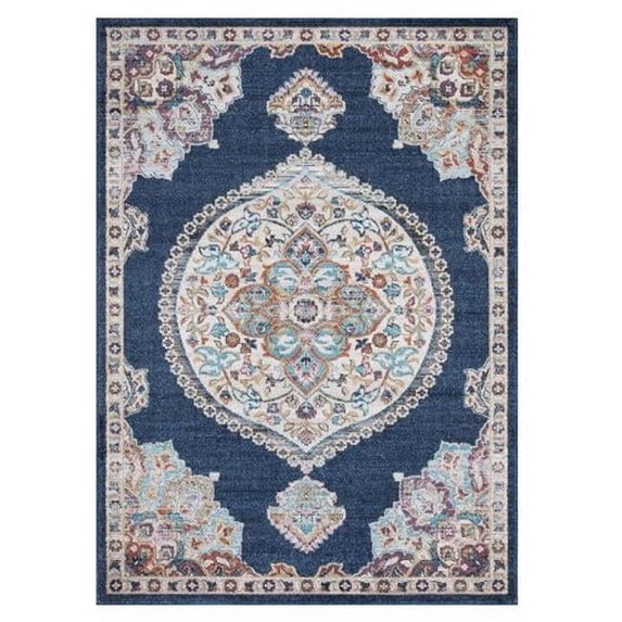 Concord Global Trading Concord Global Vintage Collection Vintage Oushak Area Rug Navy 6'7''x9'3'' 7' x 9' Bedroom