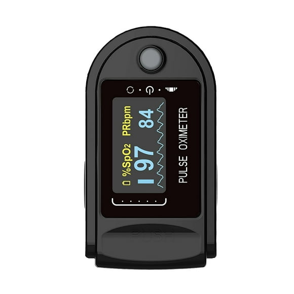 Concord Health Supply EAD Elite Fingertip Pulse Oximeter Blood Oxygen Saturation Monitor with Alarms, 6-Position Display of Pulse and SpO2, Includes Silicon Cover, Carrying case, Batteries and Lanyard