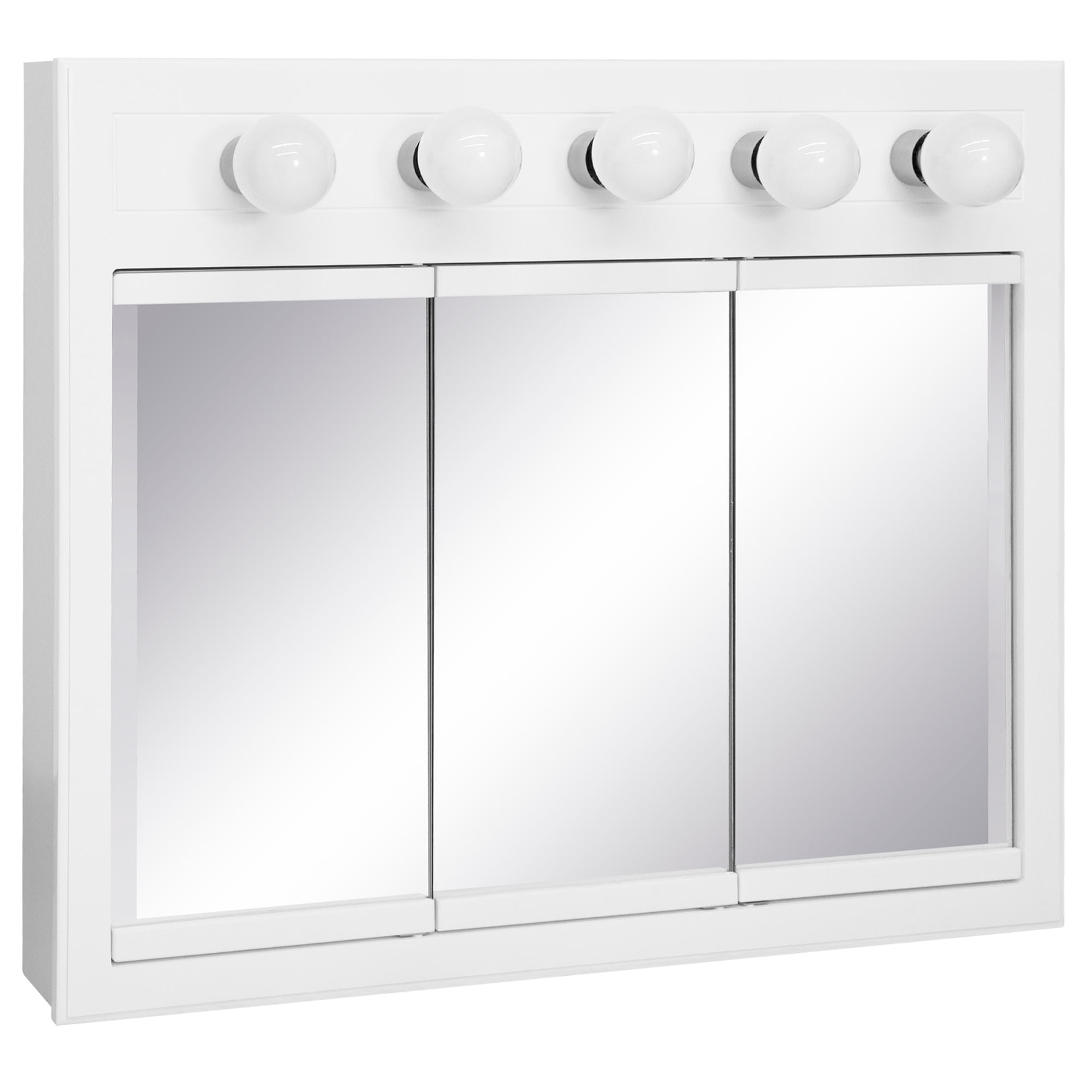White Glossy 36" Medicine Cabinet with Lights and Mirrors